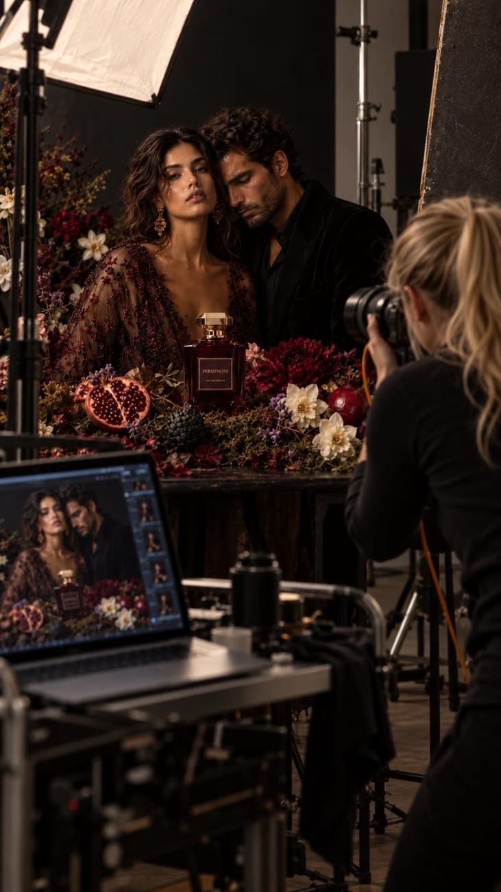 Tamara Monzonsillo fotografiando una campaña comercial en estudio